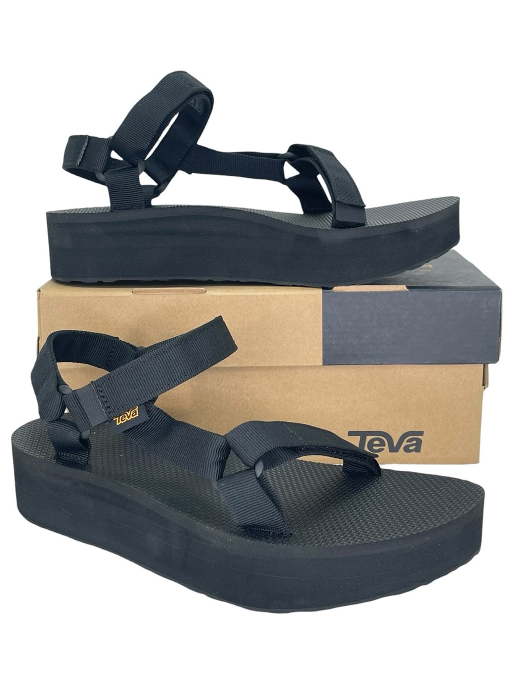 Teva Flatform Universal Black Polyester Womens Slingback Sandals Size 10M